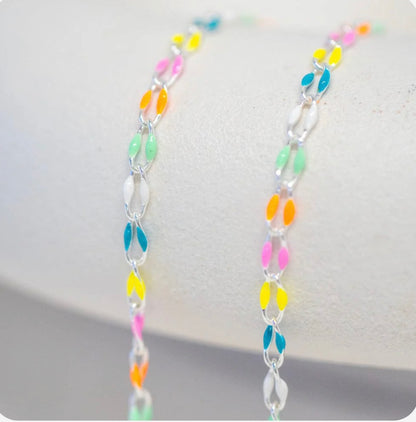 Silver Enamel Chain in Rainbow