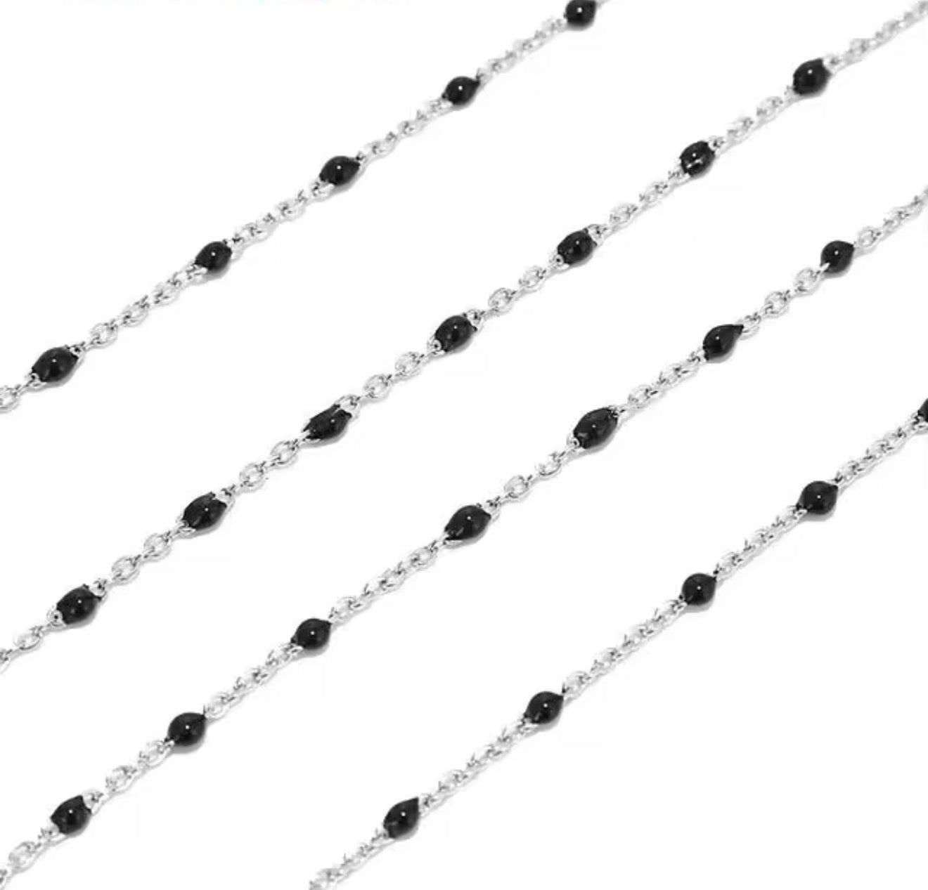 Silver Enamel Ball Chain in Black