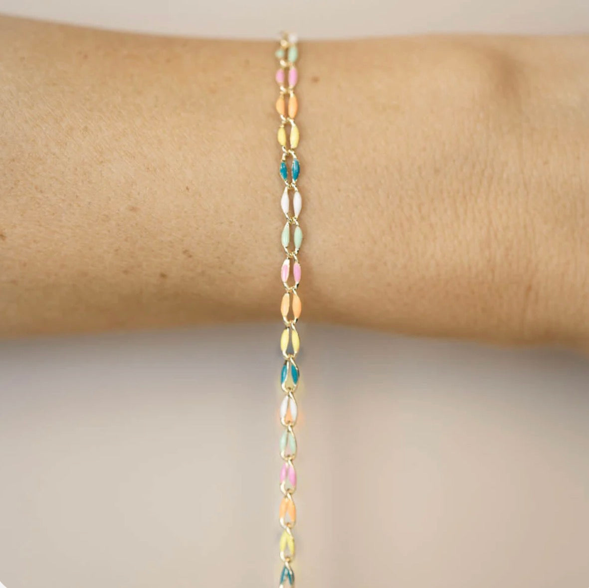 Gold Enamel Rainbow Chain