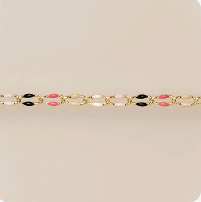 Gold Enamel in Black and Pink