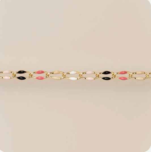 Gold Enamel in Black and Pink