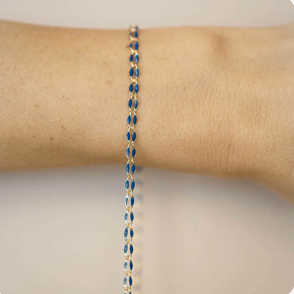 Gold Enamel Chain in Blue