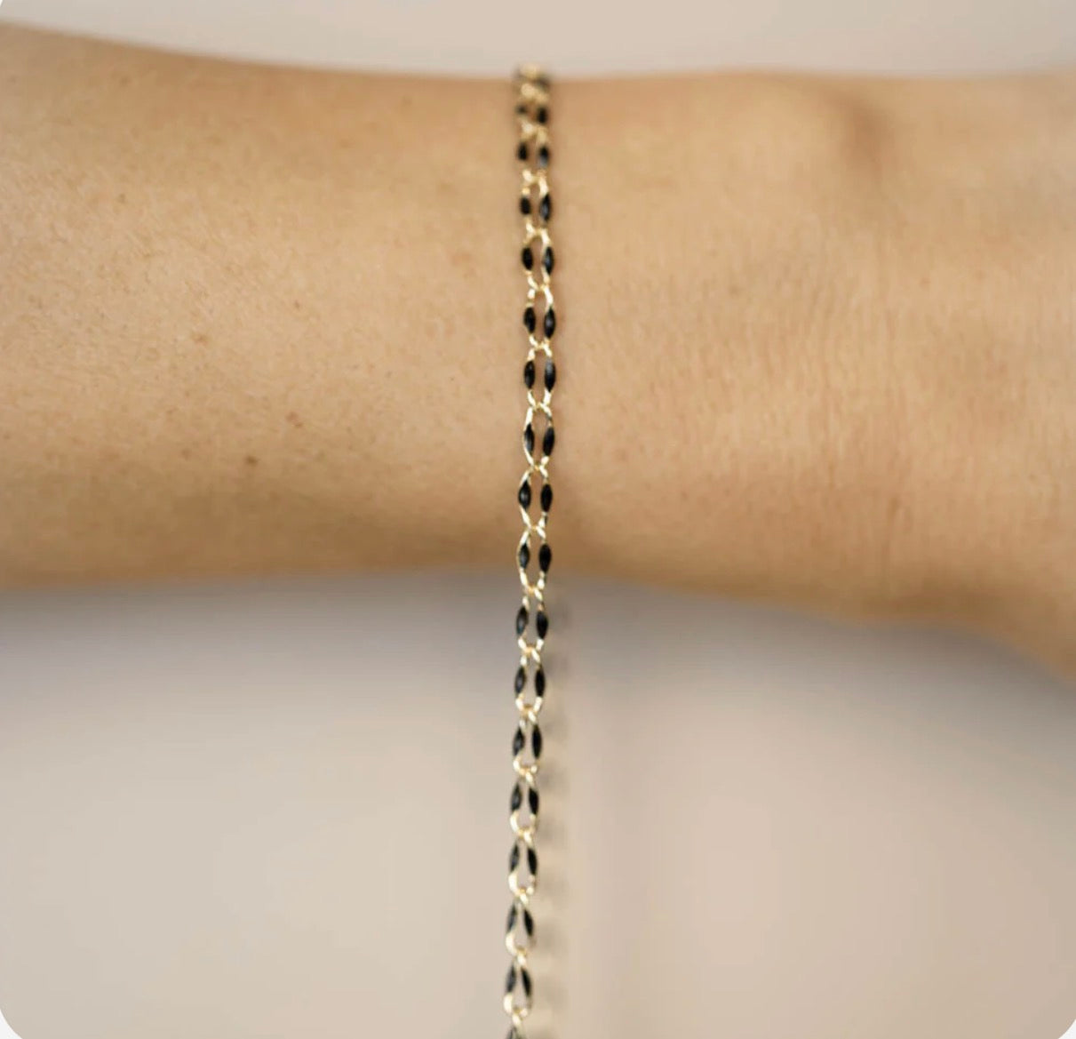 Gold Enamel Chain in Black